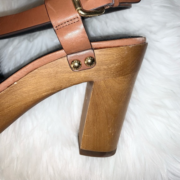Worn 1x 👠 COACH Adessa leather wooden heels women’s size 9 - Picture 7 of 16